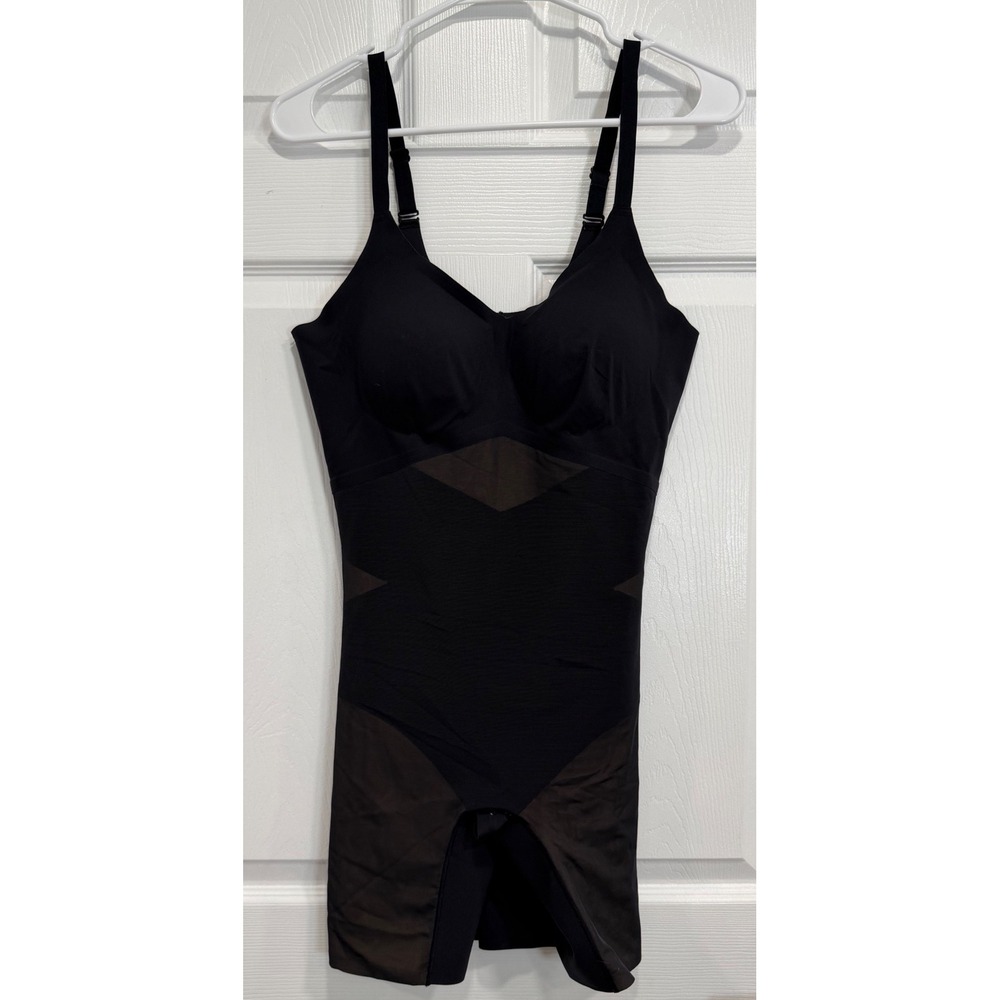 Honeylove SuperPower Mid-Thigh Bodysuit Womens M Black Shapewear TPBS00010